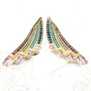 Earrings Gold-Coloured Hummingbird Wing,Europe Fine Jewelry For Women Summer Special Rainbow Sterling Silver 925 Gift