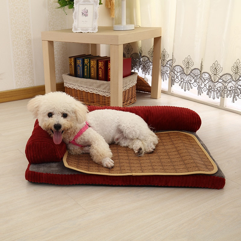 Pet Dog Bed Sofa Elegant Pet Cushion Dog Cat Kennel  Mat Removable Big Dog Bed Lounge Sofa Pet Beds For Small Medium Dogs - anconmall