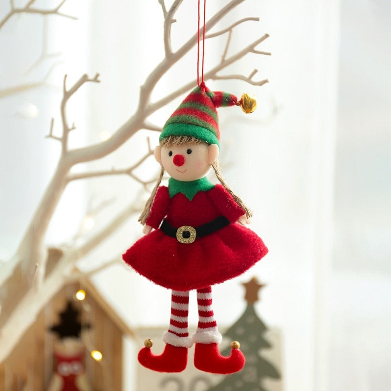 New Year 2023 Christmas Elf Doll Ornaments Xmas Tree Hanging Pendant Navidad 2022 Santa Kids Gift Christmas Home Decoration