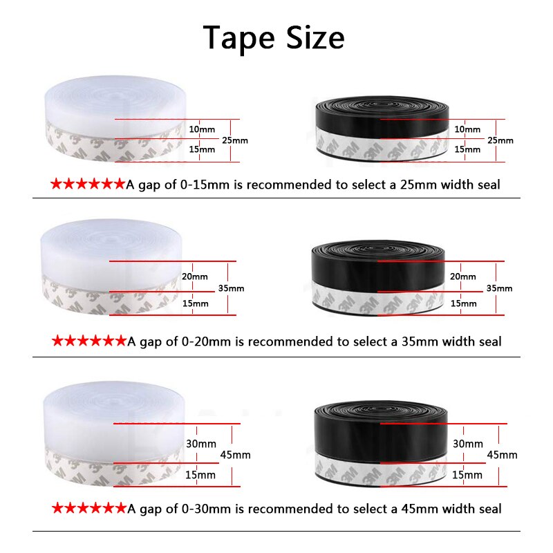 3 Color 1M Length Window Door Bottom Self Adhesive Silicone Rubber Seal Weathering Strip Door Sealing Bar Window Sealing Tape