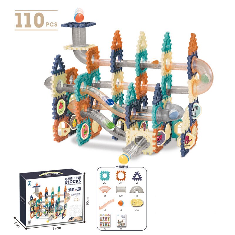 66-260PCS Marble Race Run Building Blocks Castle Children's Toys Rail Funnel Slide DIY Educational Brick Dominoes Children Gifts