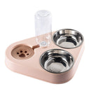 Pet Bowl Three Bowl Automatic Feeder and Water Anti Overturning Pet Dog Moisture Proof Mouth Stainless Steel Bowl for Cats - anconmall