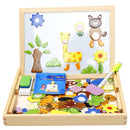 Wooden Kids Educational Learning Toys Magnetic Easel Double Side Dry Erase Board Puzzles Jigsaw Game Toys for Boys Girls