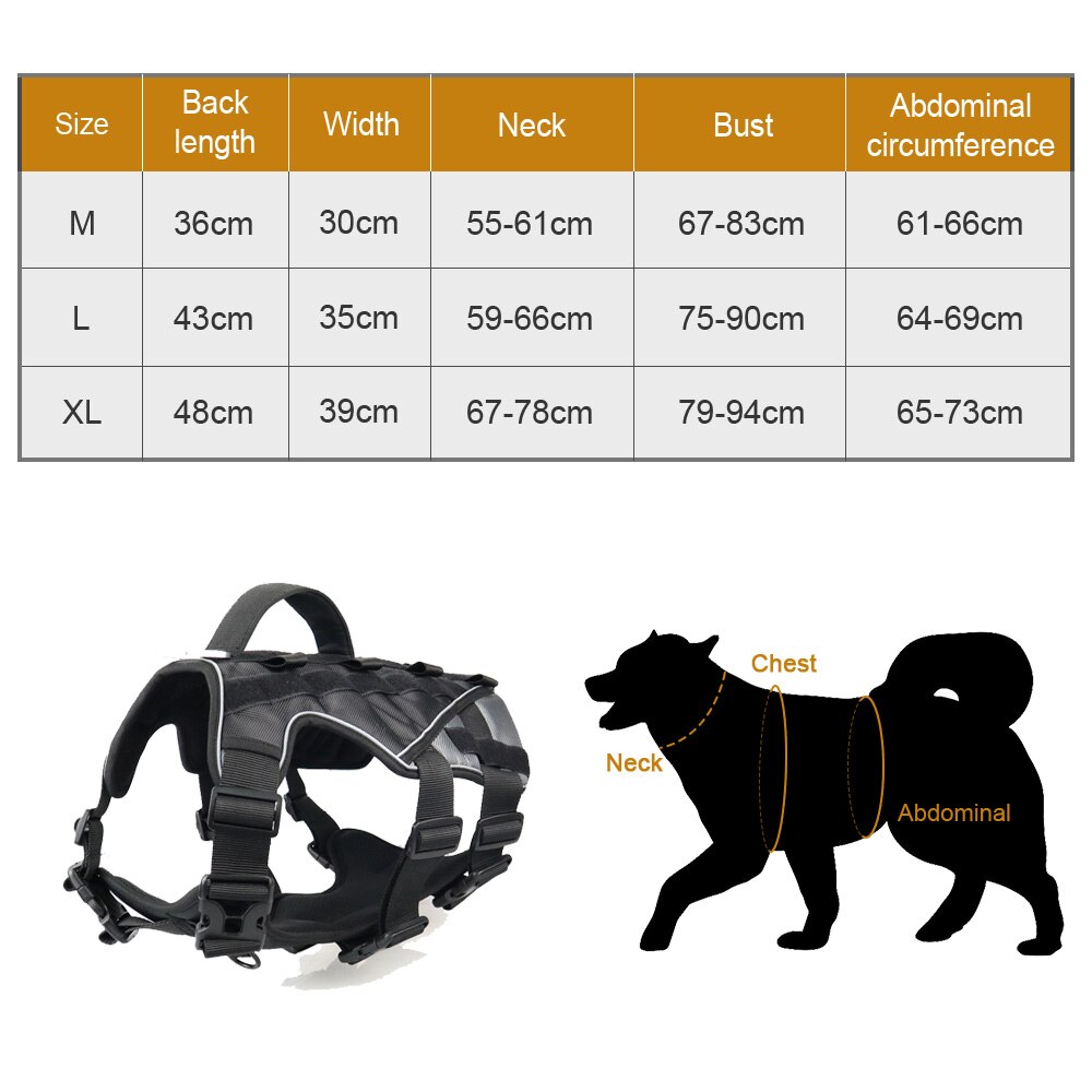 High Quality Dog Harness Tactical Dogs Harness 1680D Oxford Cloth Dog Vest for Medium and Large Sized Dogs German Shepherd Hound - anconmall