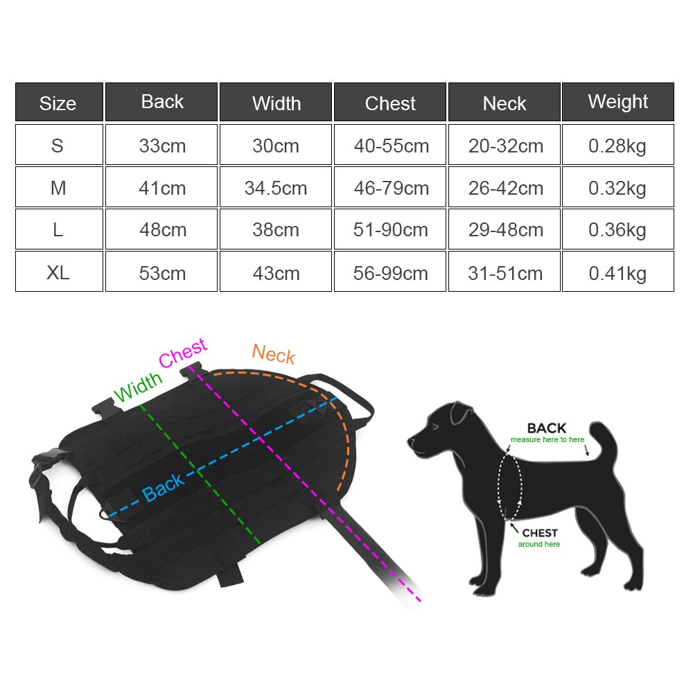 Dog Harness Vest with Leash Adjustable Nylon Military Tactical Hound K9 Training Patrol for Small Medium and Large Dogs Shepherd - anconmall