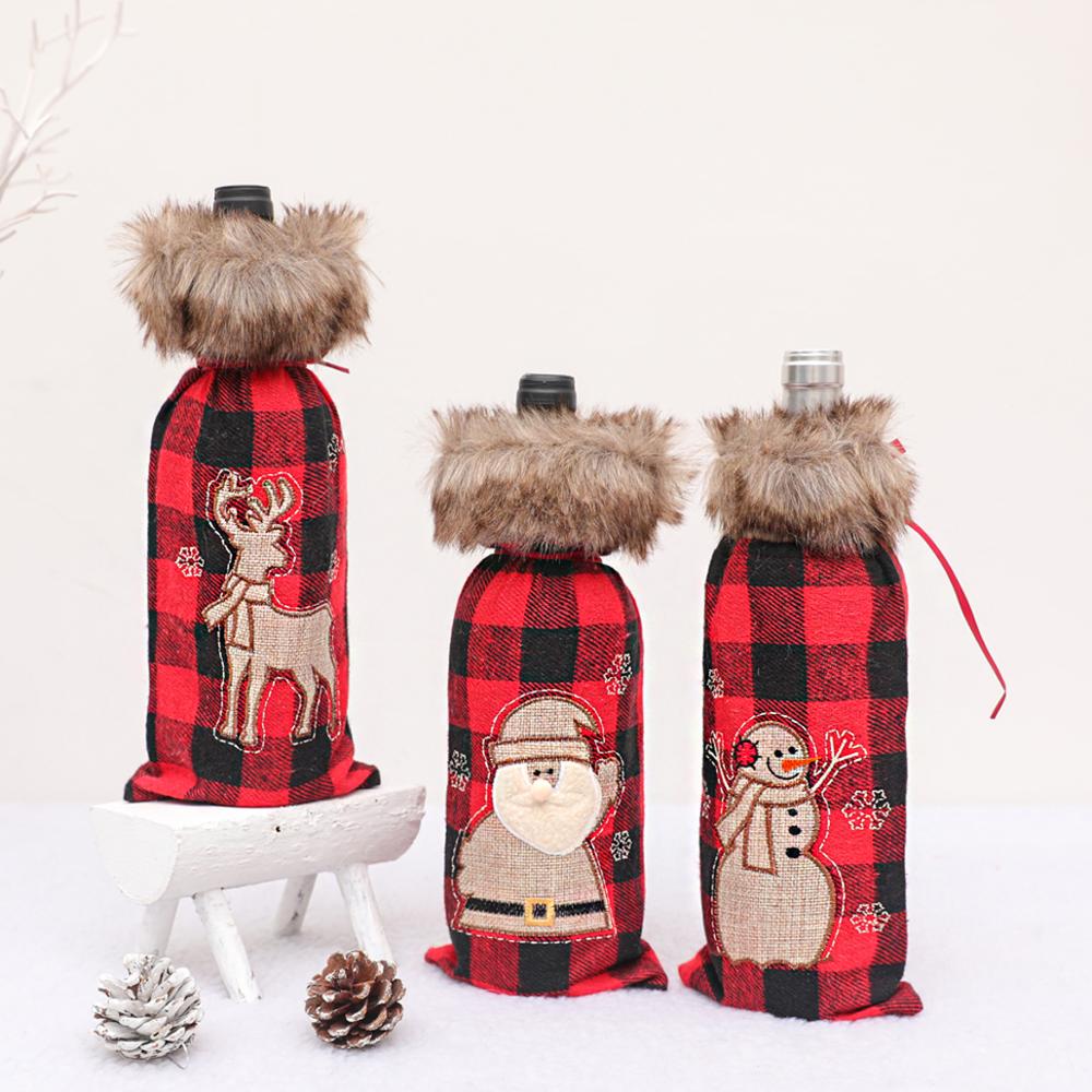 Christmas Snowman Wine Covers Santa Claus 2022 Merry Christmas Kitchen Christmas Decor for Home Table Cristmas New Year 2023