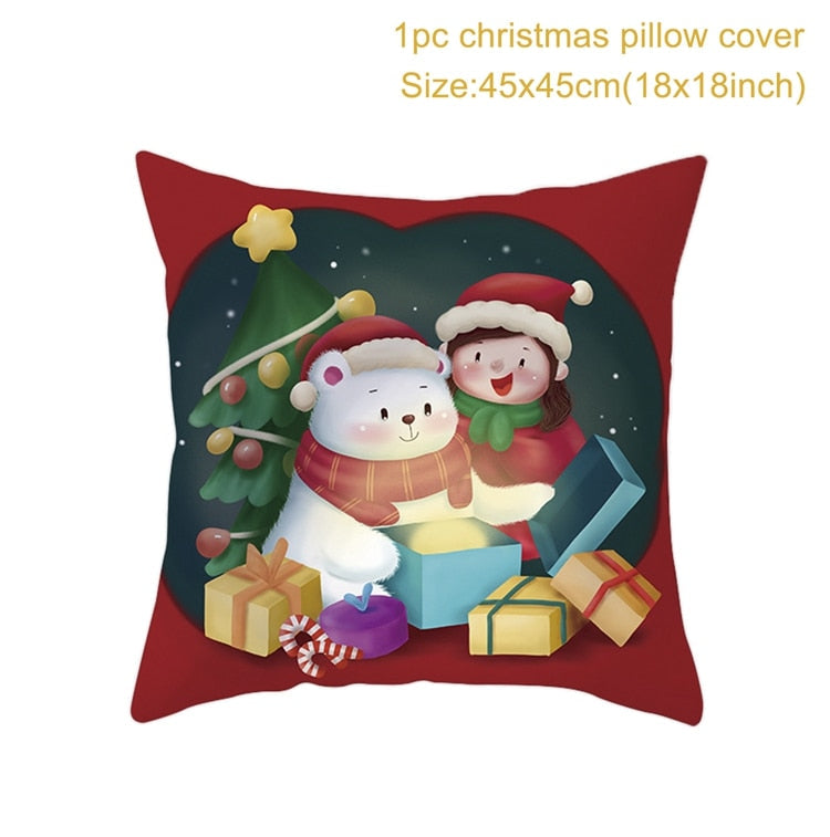 Christmas Cushion Cover Merry Christmas Decorations for Home 2022 Christmas Ornament Xmas Gifts Navidad Noel Happy New Year 2023
