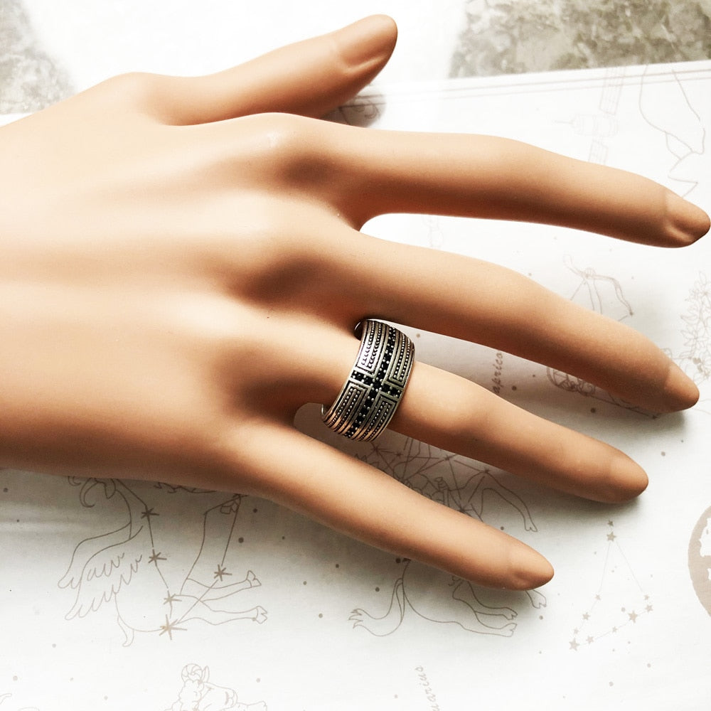 Black CZ Cross Ring,Europe Style Jewelry Fine Jewerly For Men And Women Gift In 925 Sterling Silver