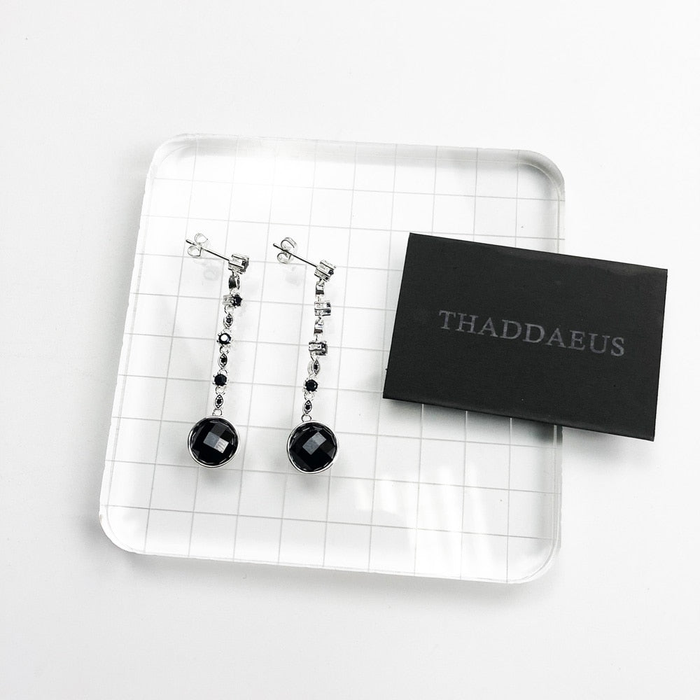 Drop Earrings Black Star,Europe Style Karma Good Fashion Jewelry Bohemia Gift For Women In 925 Sterling Silver