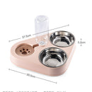 Pet Bowl Three Bowl Automatic Feeder and Water Anti Overturning Pet Dog Moisture Proof Mouth Stainless Steel Bowl for Cats - anconmall