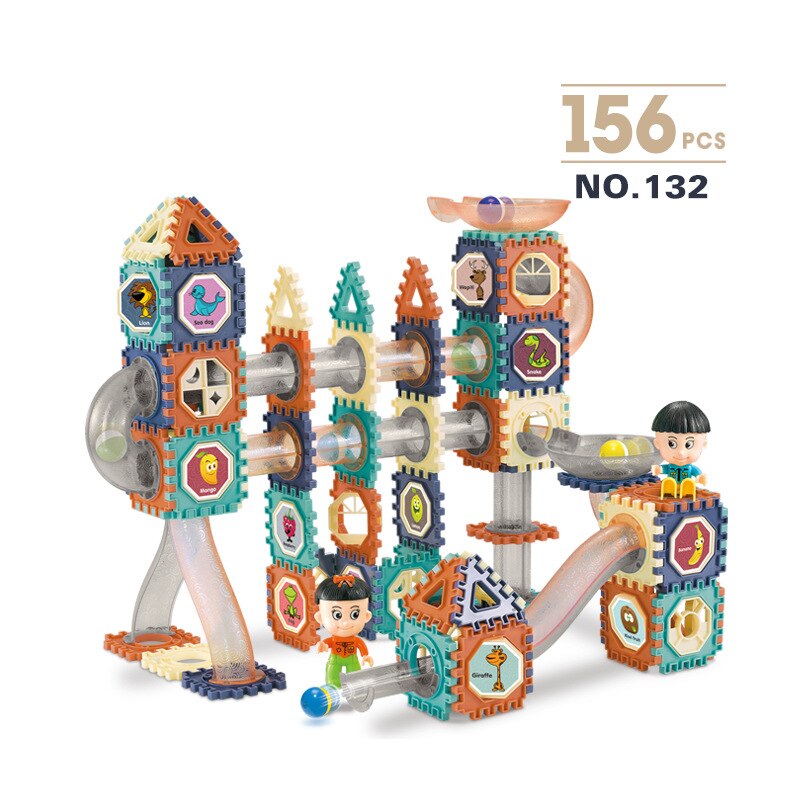 66-260PCS Marble Race Run Building Blocks Castle Children's Toys Rail Funnel Slide DIY Educational Brick Dominoes Children Gifts