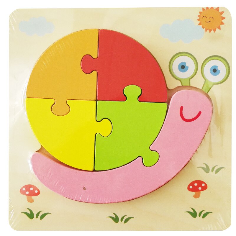 Wooden 3D Puzzle Educational Toys Jigsaw Toys For Children Baby Cartoon Animal Puzzles Intelligence Kids Toy Board Games