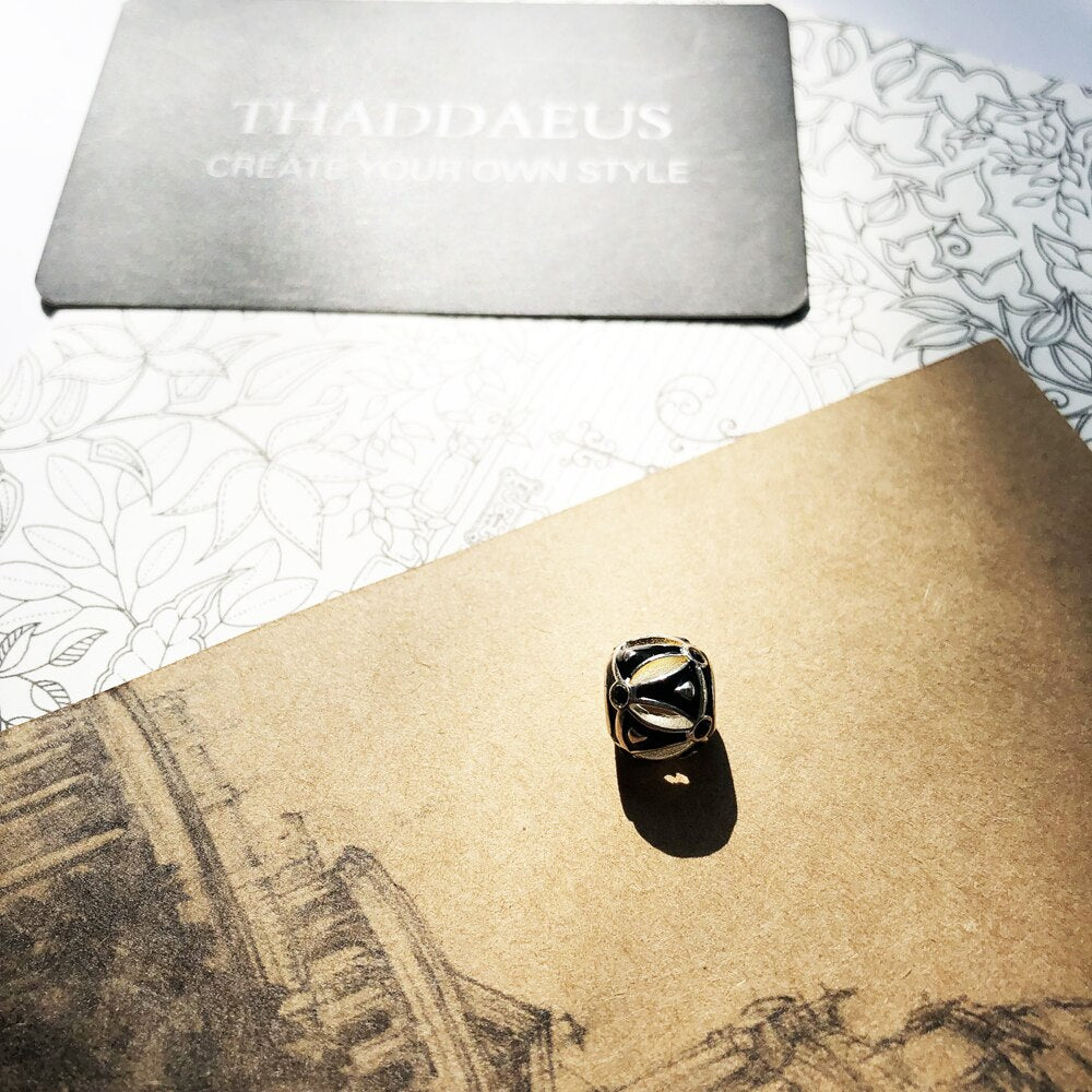 Beads Asian Ornament,Silver Black Gift For Women Men Fits Bracelet Europe Necklace Karma Charms European Jewelry Accessories