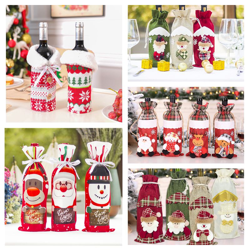 Christmas Wine Bottle Cover Merry Christmas Decorations For Home 2022 Christmas Ornament New Year 2023 Xmas Navidad Natal Gifts