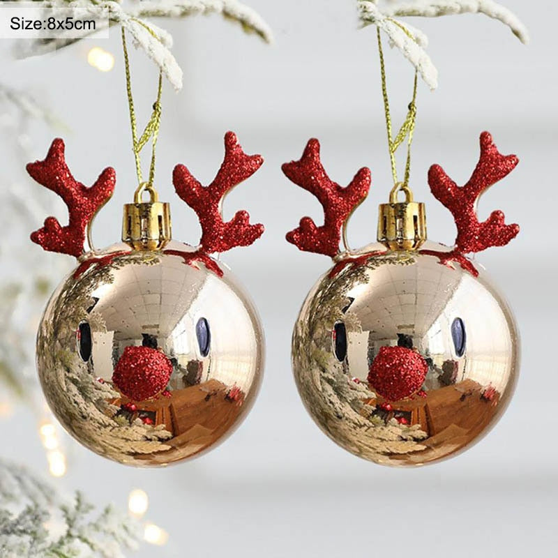 2pcs Elk Christmas Balls Ornaments Bauble Pendant Xmas Tree Hanging Balls Christmas Home Decorations Navidad 2022 Natal New Year