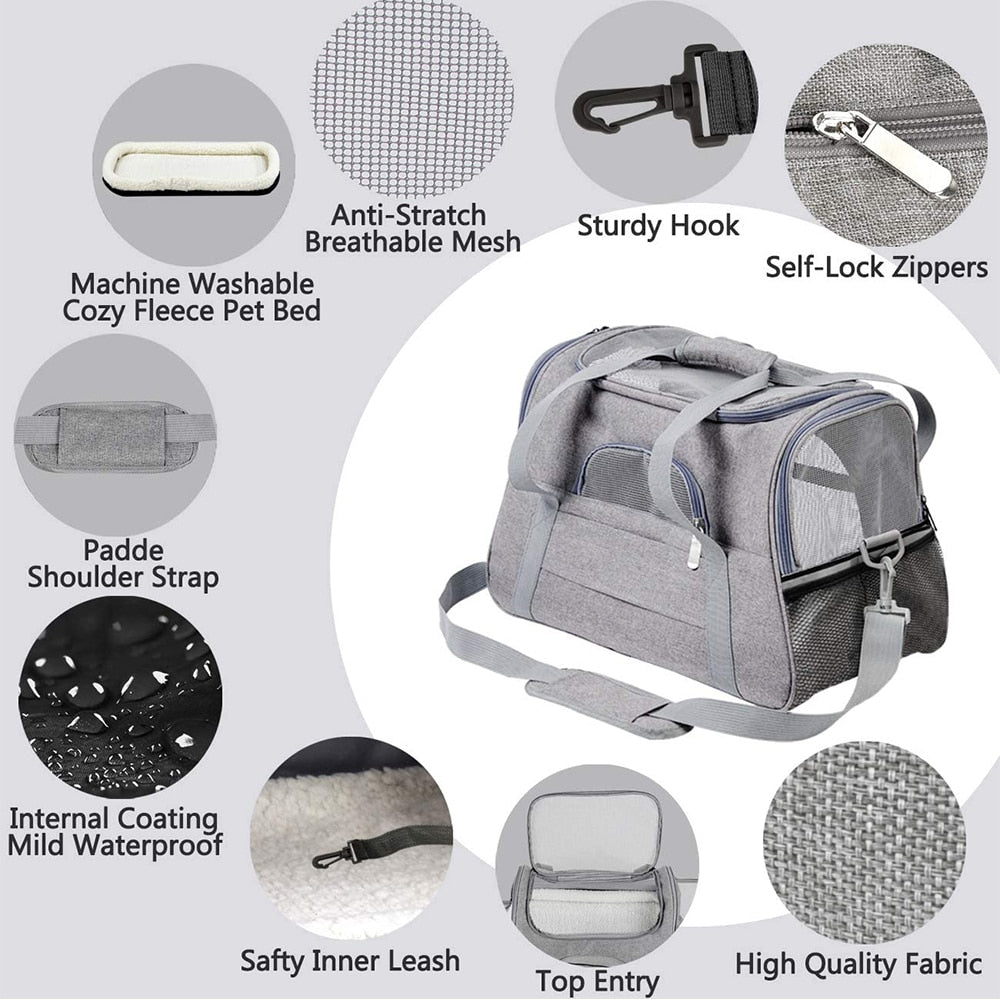 Dog Carrier Bag Portable Dog Backpack With Mesh Window Airline Approved Small Pet Transport Bag Carrier For Dogs - anconmall