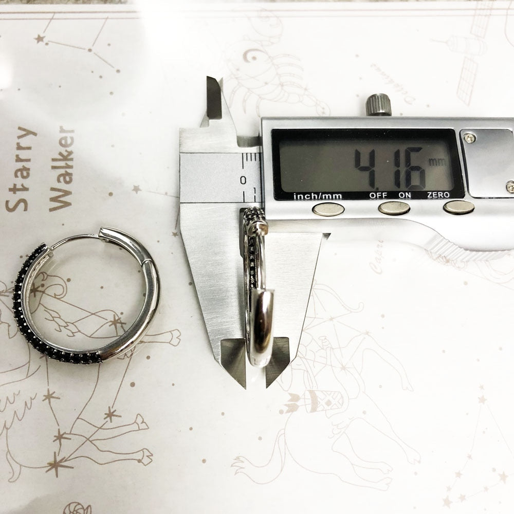 Hinged Hoop Creole Black Pave Earrings Europe Vintage Glam Fine Jewerly For Women Men Gift In 925 Sterling Silver