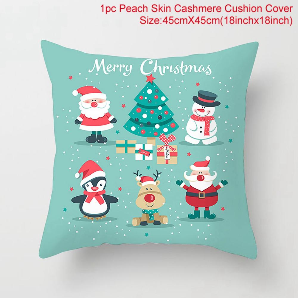 Santa Claus Christmas Cushion Cover Merry Christmas Decorations For Home Christmas Ornament Table Decor 2022 Xmas Gift New Year
