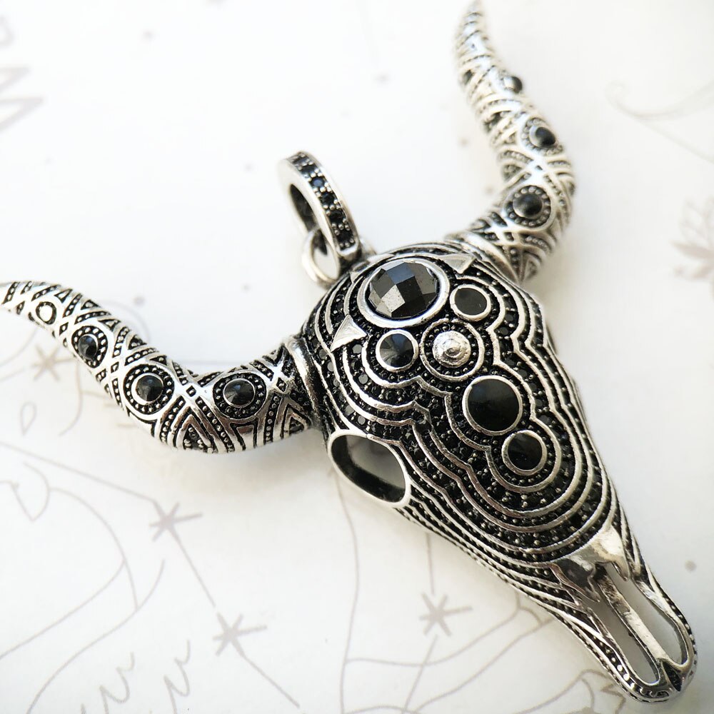 Pendant Bull Buffalo Skull Fashion Vintage Jewelry Europe Solid 925 Sterling Silver Rebel Gift For Women & Men