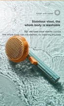 Long-Haired Pet Cat &amp; Dog Slicker Brush One-Click Hair Removal Brush Stainless Steel Pet Grooming Cleaning Tool Pet Supplies - anconmall