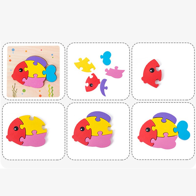 3D Shape Cognition Board Children's Jigsaw Puzzle Wooden Toys Kids Educational Toy Baby Montessori Learning Match Tangram Toys