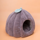 Semi-Enclosed Warm Cat Calming Bed Pumpkin-Shaped Soft Cozy Cat Tent House with Removable and Washable Double-Sided Cushion Pad - anconmall