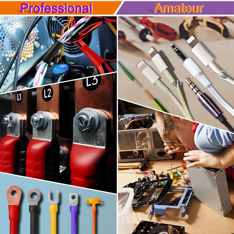 164Pcs Heat Shrink Tube Kit Insulation Sleeving Polyolefin Shrinking Assorted Heat Shrink 2:1 Tubing Wire Cable Sleeving Tube