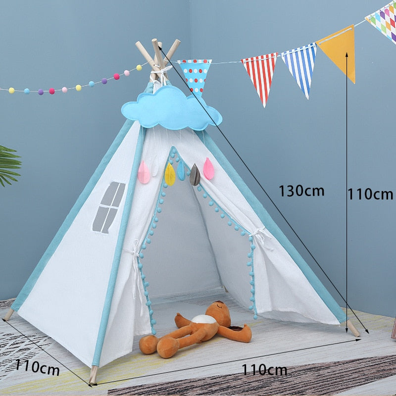 Children&#39;s Tent Teepee Tent For Kids Portable Tipi Infantil House For Children Cabana Kids Tents Decoration Carpet LED Lights