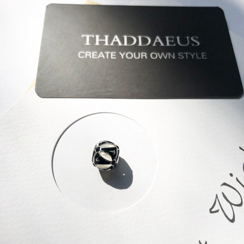 Beads Asian Ornament,Silver Black Gift For Women Men Fits Bracelet Europe Necklace Karma Charms European Jewelry Accessories