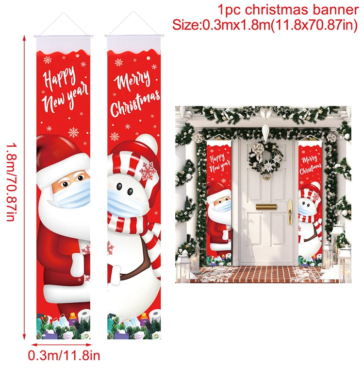 Santa Claus Christmas Banner Merry Christmas Decor For Home 2022 Christmas Ornaments Door Decor Xmas Navidad Noel Gifts New Year