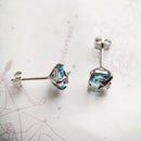 Ear Studs Aquamarine Blue Stone With Star,Europe Elegant Fine Jewerly For Women,2022 Summer Trendy Gift In 925 Sterling Silver