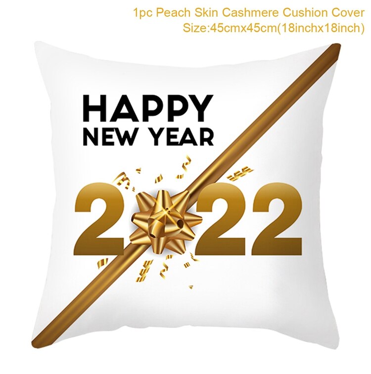 White Golden Xmas Cushion Cover 2022 Merry Christmas Decorations for Home Christmas Ornaments Navidad Xmas Gift New Year 2023
