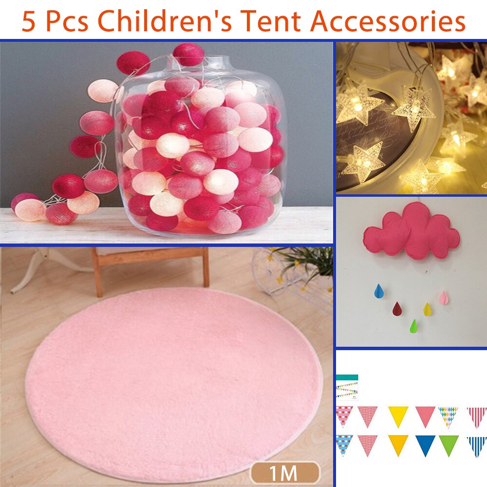 Children&#39;s Tent Teepee Tent For Kids Portable Tipi Infantil House For Children Cabana Kids Tents Decoration Carpet LED Lights