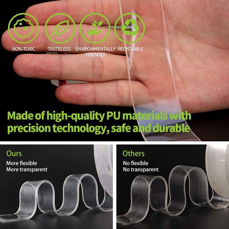 Double Sided Nano Tape Traceless Reusable Waterproof Adhesive sticker Glue Gadget Kitchen Accessories Home Transparent Tapes