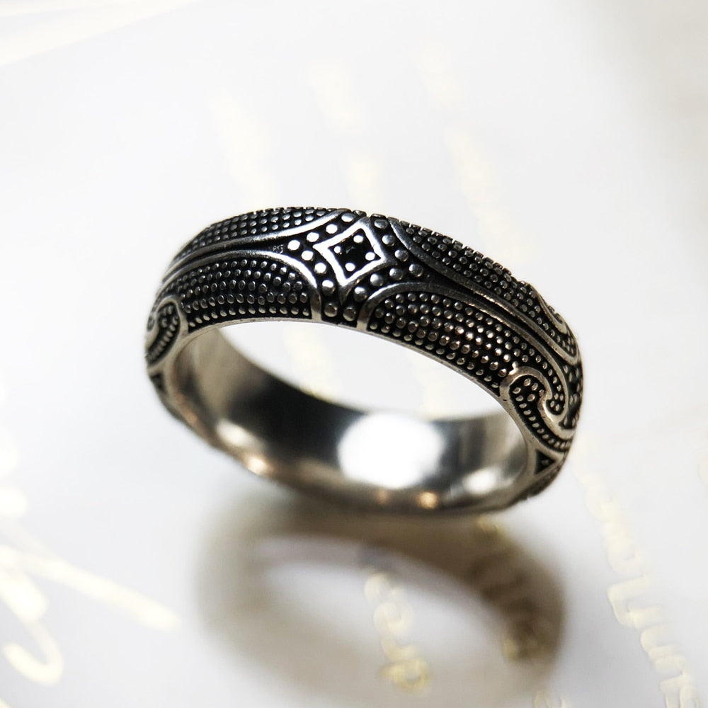 Band Ring Maori Tattoos Ethno Fine Jewerly For Women Men Autumn Brand New Cultural Ornament Gift In 925 Sterling Silver
