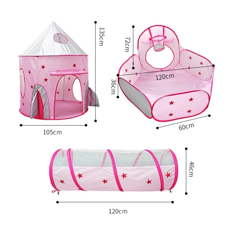 Children Tent Portable Kids Spaceship Tent Play House Toys Tunnel Crawling Castle Portable Ocean Ball Pool Pit Baby Gift