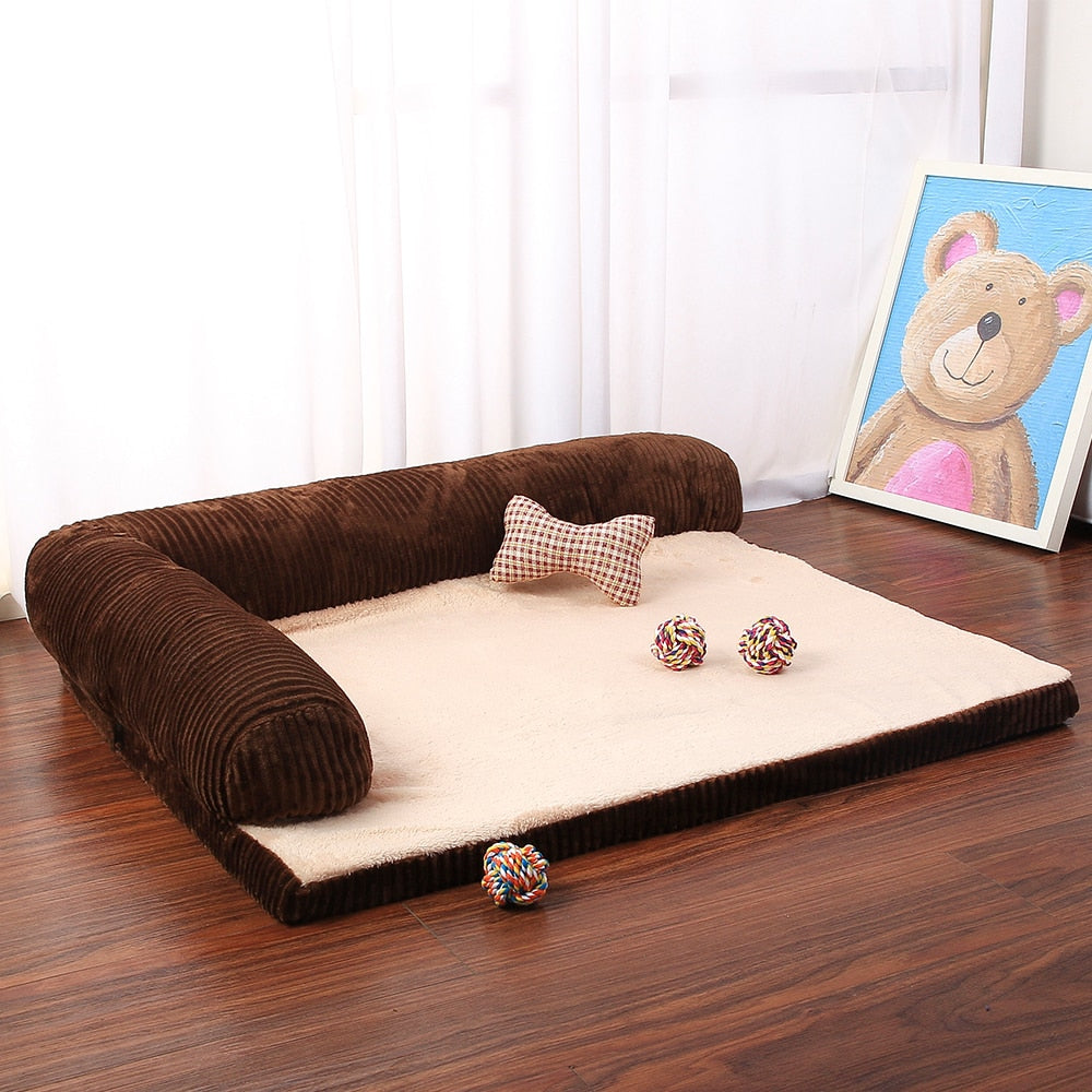 Dog Sofa Bed Pet Soft Lounger Cushion Big Dog Kennel Puppy L Shaped Couch Bed For Small Medium Large Dogs - anconmall