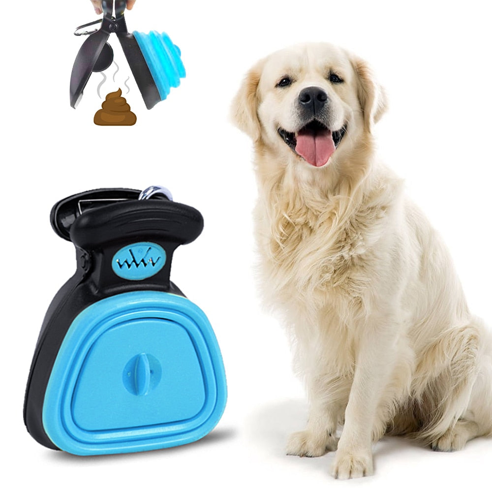 Dog Poop Bag Dispenser Pet Travel Foldable Pooper Scooper Poop Bag Attached Poop Scoop Clean Pick Up Excreta Cleaner