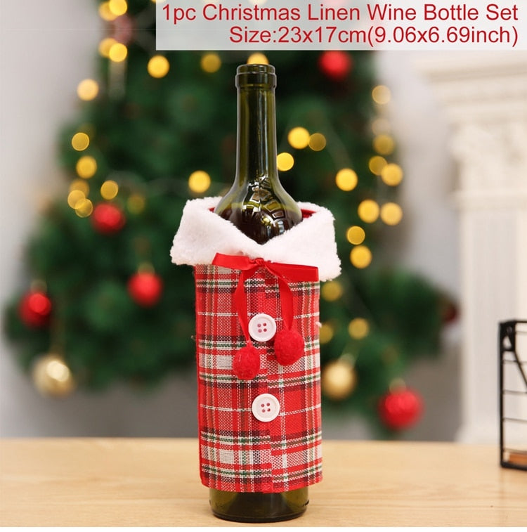 Christmas Wine Bottle Cover Christmas Decorations For Home Santa Claus Christmas Ornament Table Decor 2022 Navidad Xmas Gift