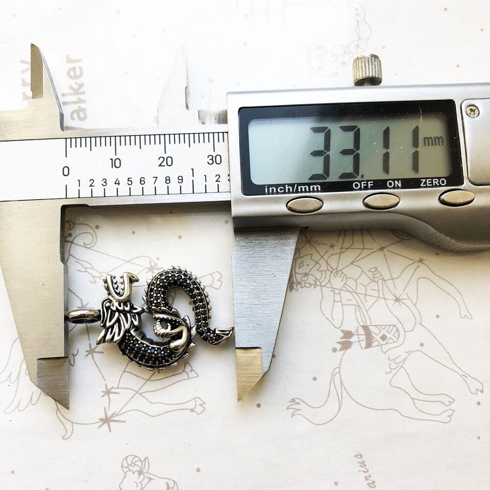 Pendant Black CZ Dragon Long,2019 Brand Vintage Jewelry Europe Bijoux Accessories 925 Sterling Silver Gift For  Woman Men