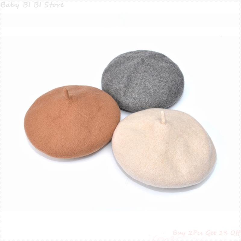 1 Pc Baby Girls Beret Hat Solid Color Vintage Beret Beanie Cap Bonnet Hat for Kids Children Infants 2-8 Years Old