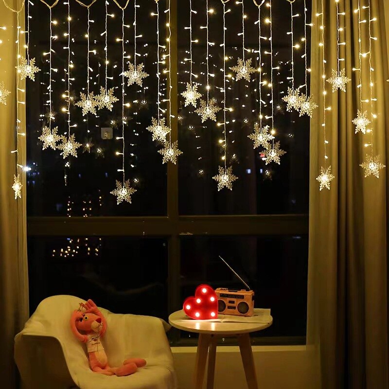 3.5M Snowflake LED String Light Curtain Flashing Fairy Light Garland Winter Party Christmas Decoration for Home Natal New Year