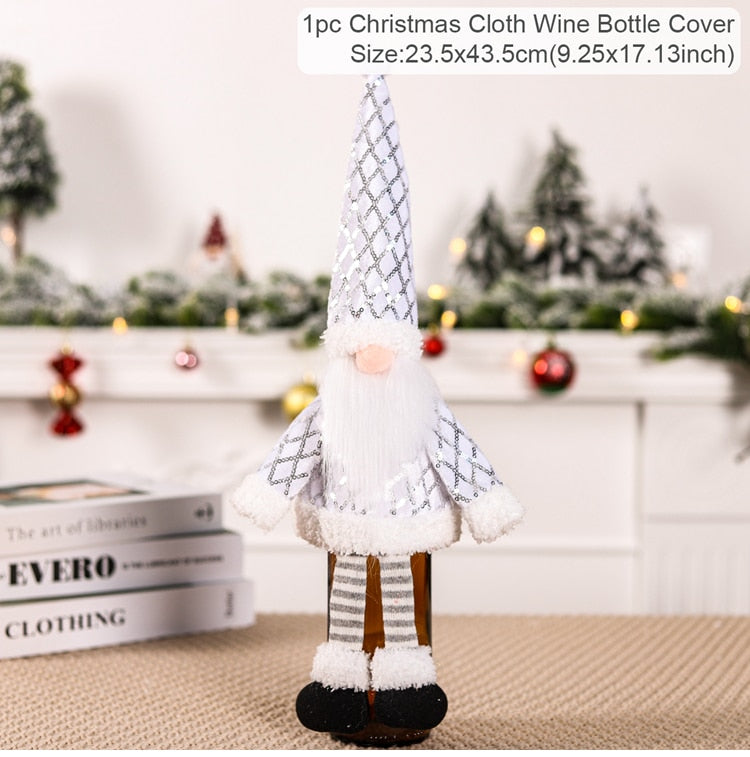 2022 New Christmas Wine Bottle Cover Merry Christmas Decorations For Home Christmas Ornament Navidad Xmas Gift New Year 2023