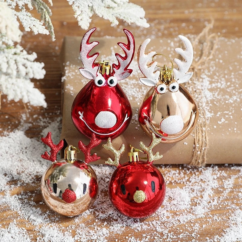 2pcs Elk Christmas Balls Ornaments Bauble Pendant Xmas Tree Hanging Balls Christmas Home Decorations Navidad 2022 Natal New Year