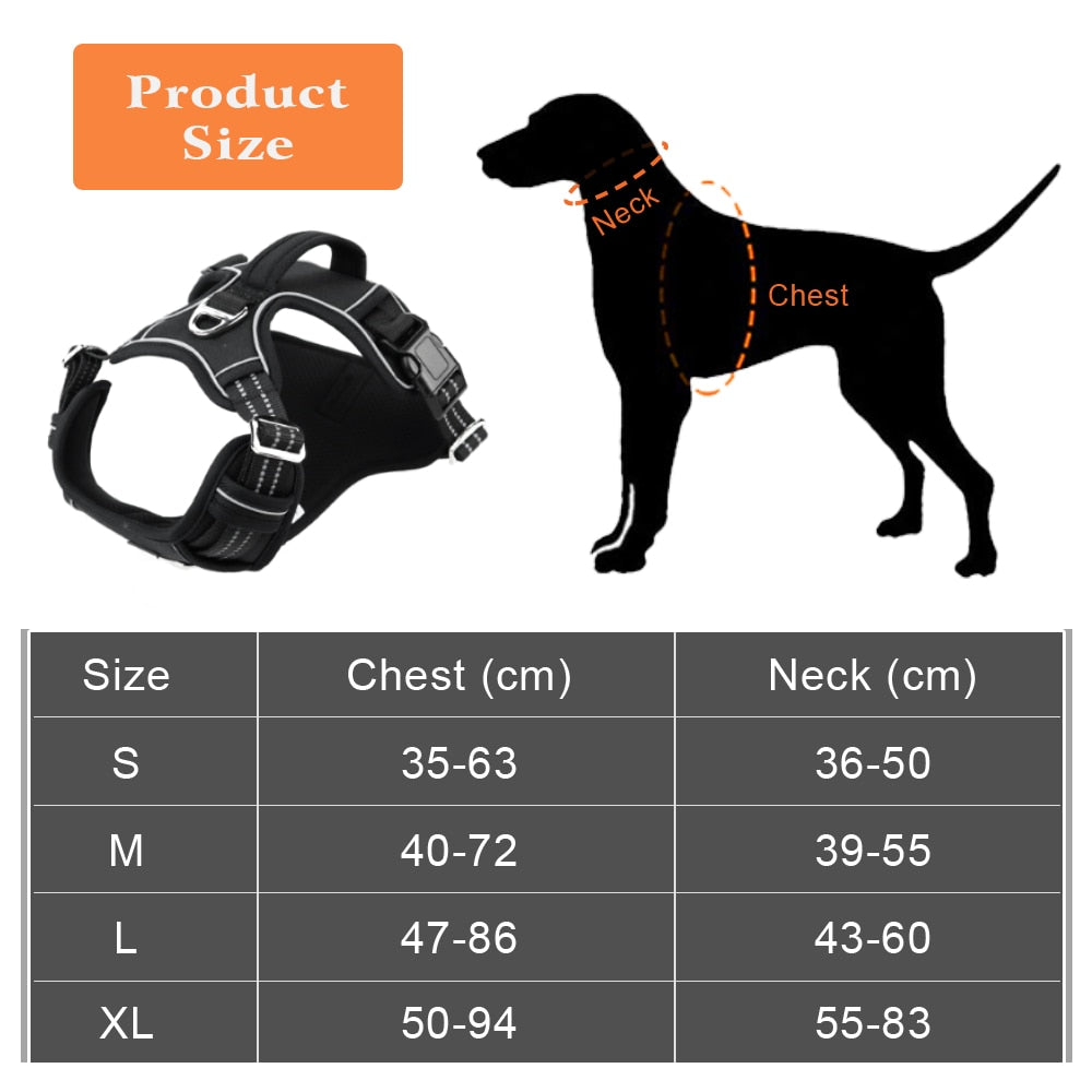 1000D Oxford Cloth Reflective Pet Dog Harness Service Dog Vest with Vertical Handle Adjustable Dog Collars For Big Medium Dogs - anconmall