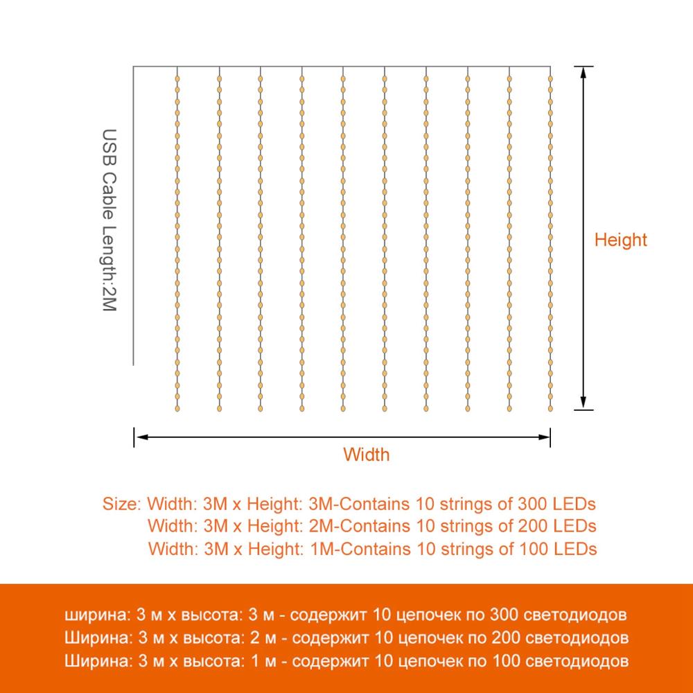 USB Christmas Curtain Light Garland Merry Christmas Decor for Home Christmas Ornaments Navidad 2022 Xmas Gifts New Year 2023