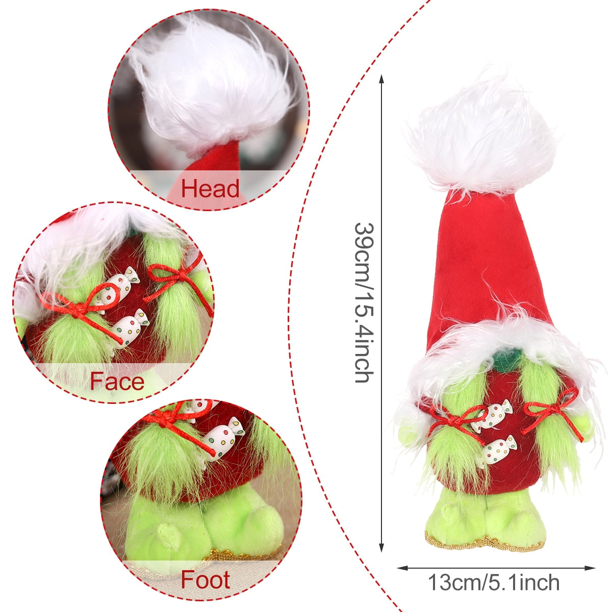 Green Beard Doll Ornament 2022 Merry Christmas Decorations for Home Christmas Ornament Xmas Kids Gifts Navidad New Year 2023