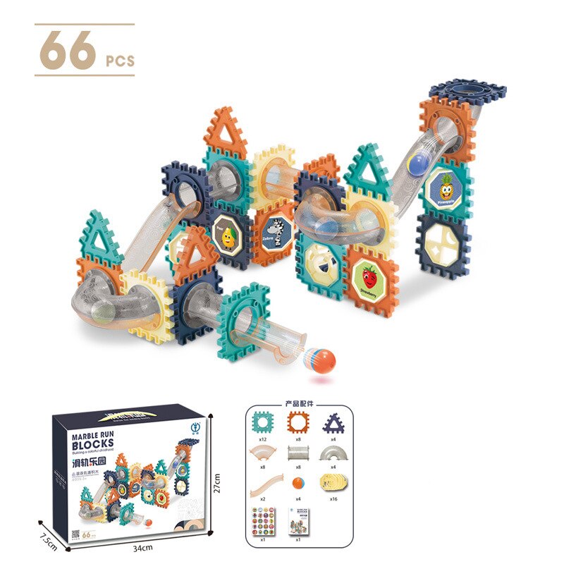 66-260PCS Marble Race Run Building Blocks Castle Children's Toys Rail Funnel Slide DIY Educational Brick Dominoes Children Gifts