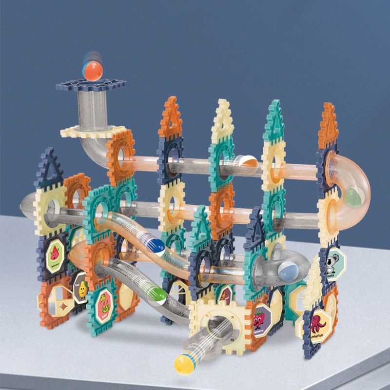 66-260PCS Marble Race Run Building Blocks Castle Children's Toys Rail Funnel Slide DIY Educational Brick Dominoes Children Gifts