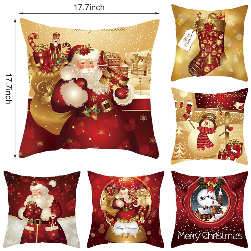 45*45 Christmas Cushion Cover Christmas Decorations for Home Throw Pillows Sofa Home Decor Christmas Pillowcase Pillow Cover